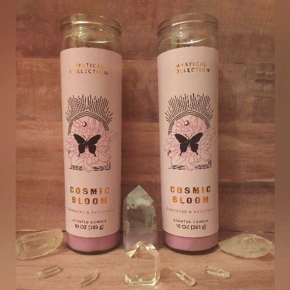 * 1 DAY SALE * Cashmere & Patchouli Cosmic Bloom Scented Tall Pillar Candle NEW! - Picture 2 of 5